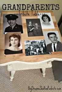 Grandparents tribute table